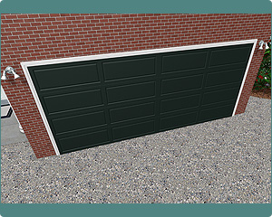 Garage door in a landscape design