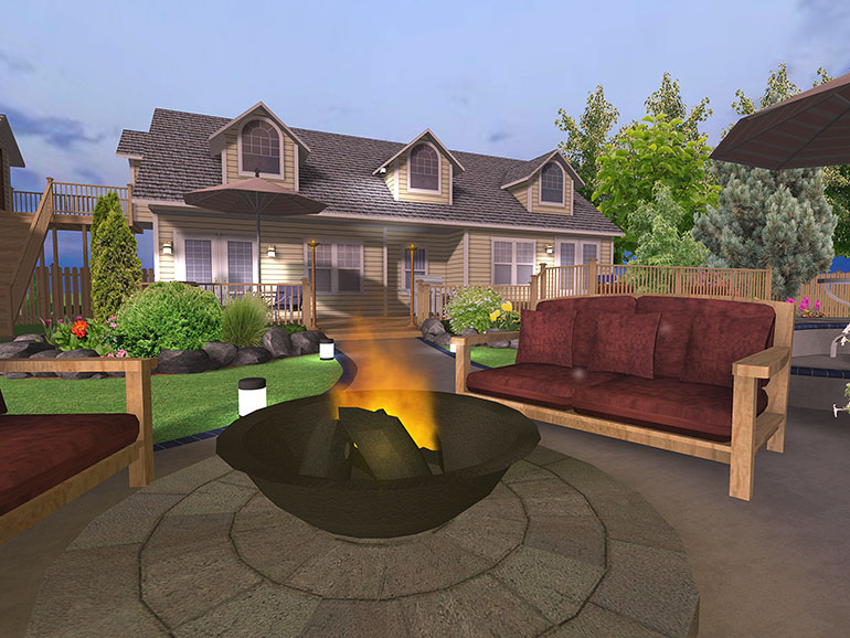 can design using Realtime Landscaping Pro. You can view your landscape 