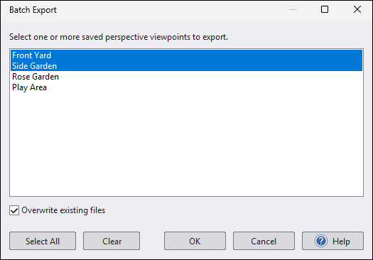 Landscape Design Software - Batch Export Settings