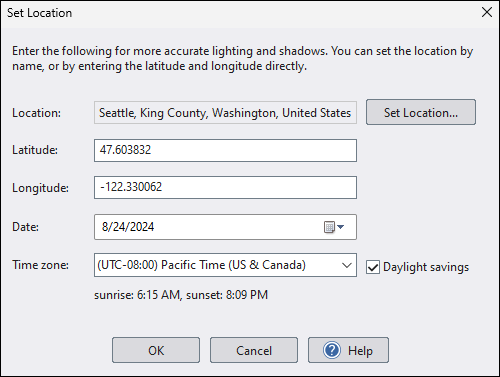 Landscape Design Software - Sky and Time of Day Settings