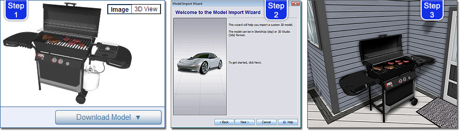 Import SketchUp Make models into your landscape